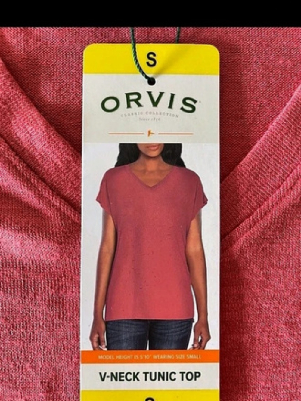 Orvis V-Neck Tunic Top Pink Small